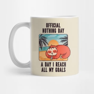 Cute Lazy Beach Sloth Nothing Day Design Mug